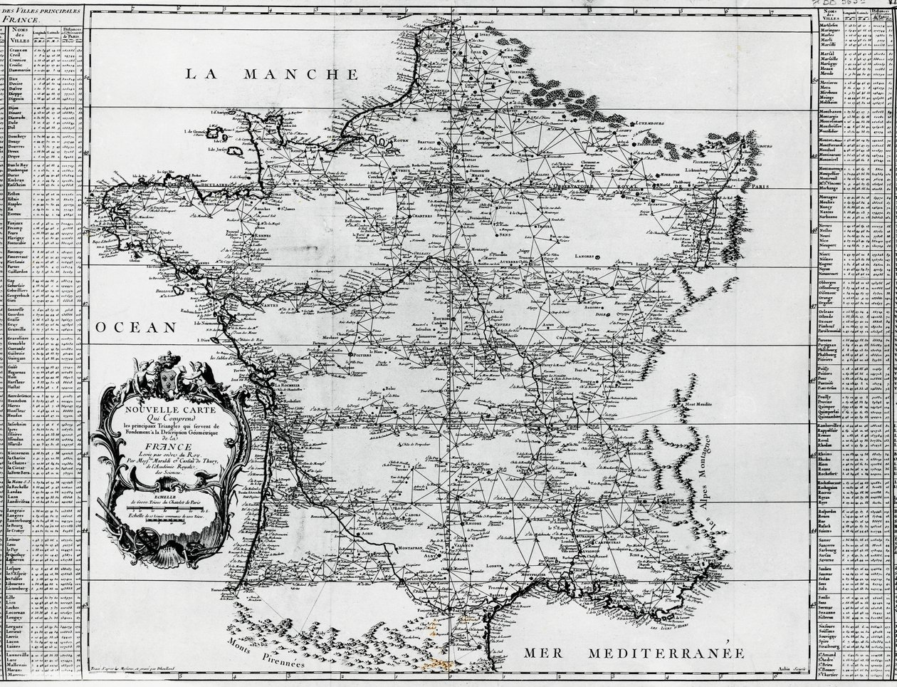 Mapa Francie, Giovanni Domenico Maraldi (1709-1788) a Cesar-Francois Cassini de Thury nebo Cassini III (1714-1784), Francie od Cesar Francois Cassini de Thury