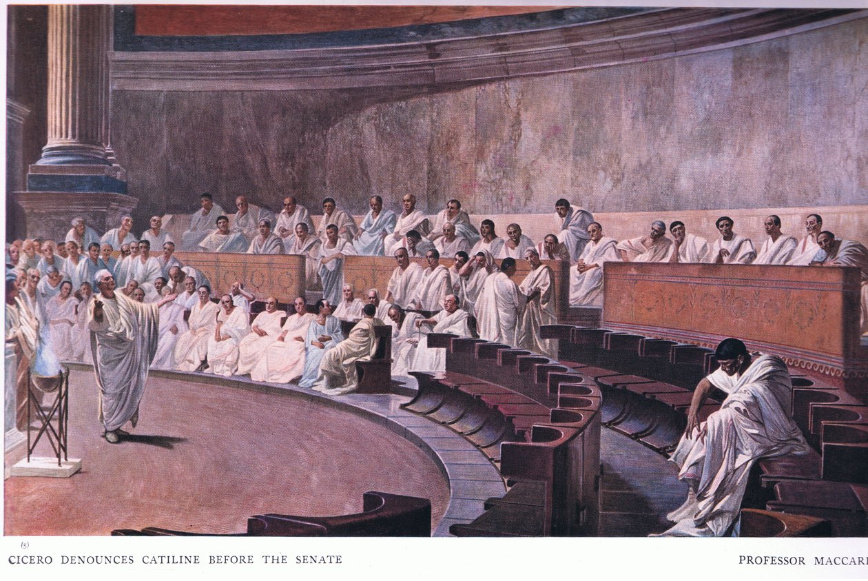 Cicero odsuzuje Catilina před Senátem z fresky z The Gresham Publishing Company Ltd, 1920 od Cesare Maccari