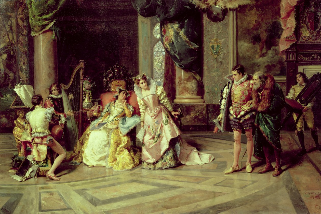 Galileo na dvoře Isabelly, 1878 od Cesare-Auguste Detti