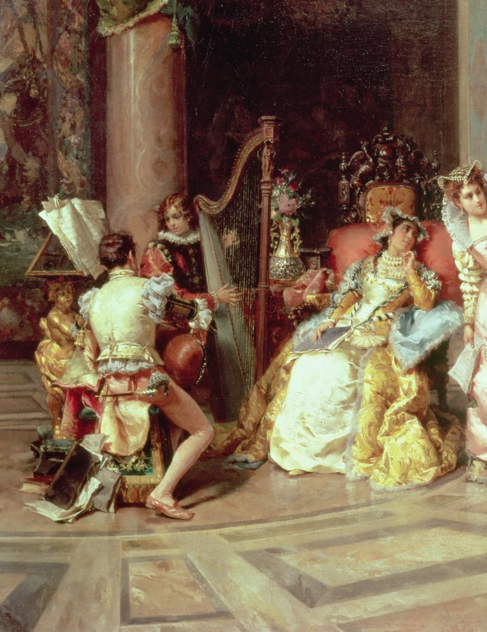Galileo na dvoře Isabelly, detail, 1878 od Cesare Auguste Detti