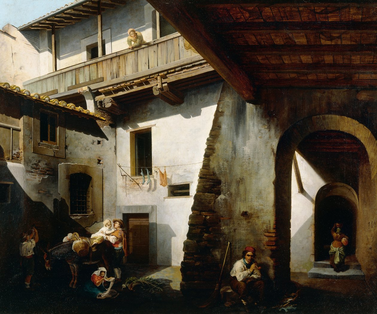 Uvnitř hostince s rolníky, Cesare Coghetti (aktivní 1850-1899) od Cesare Coghetti