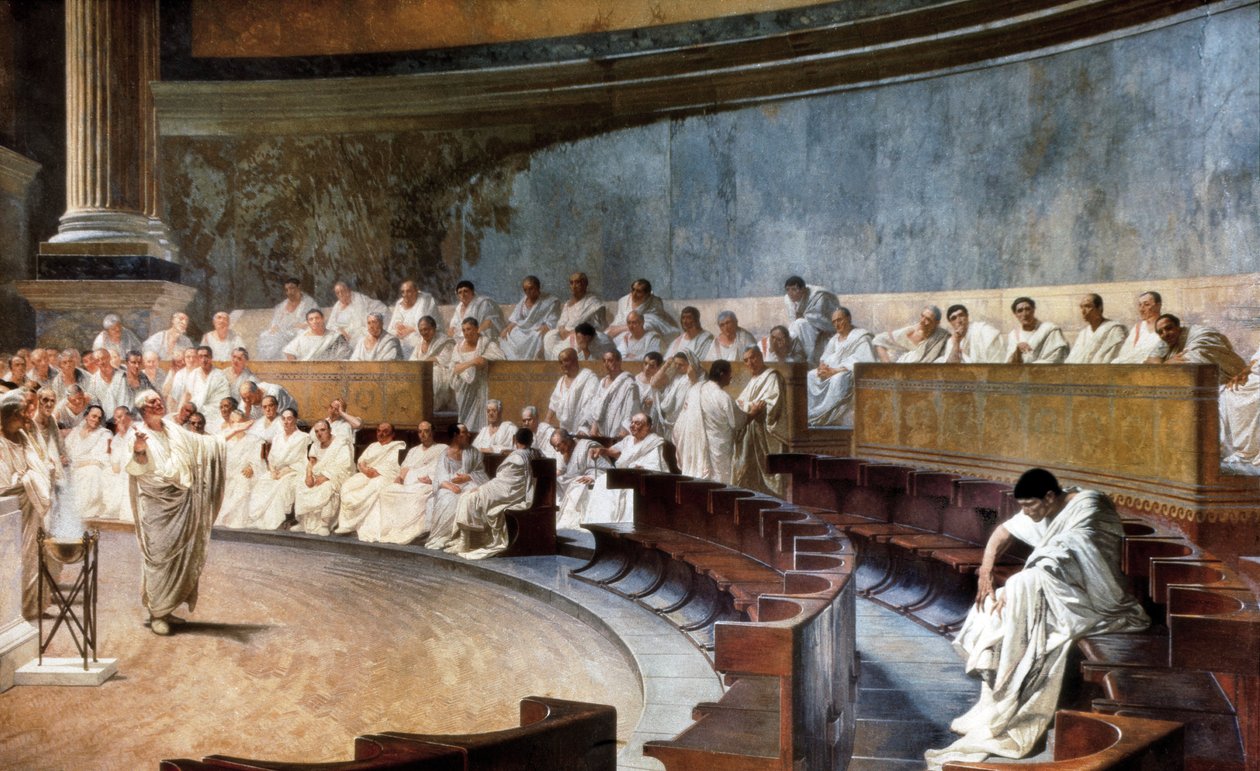 Cicero v Senátu odsuzující Catilina (63 př.nl) od Cesare Maccari