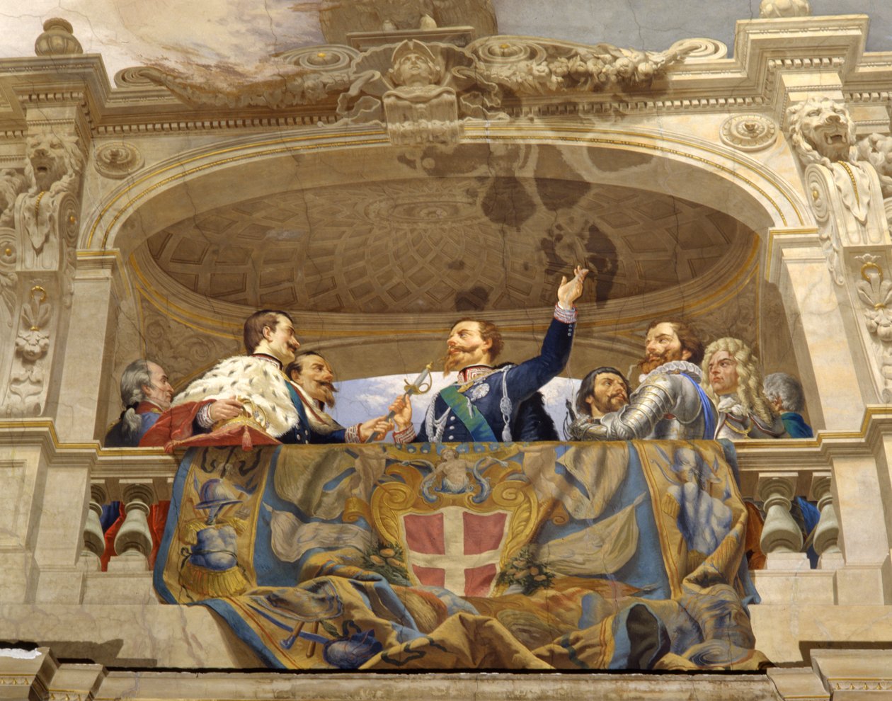 Carlo Alberto dává meč Vittoriu Emanuelovi II., detail (detail 3433390) od Cesare Mariani