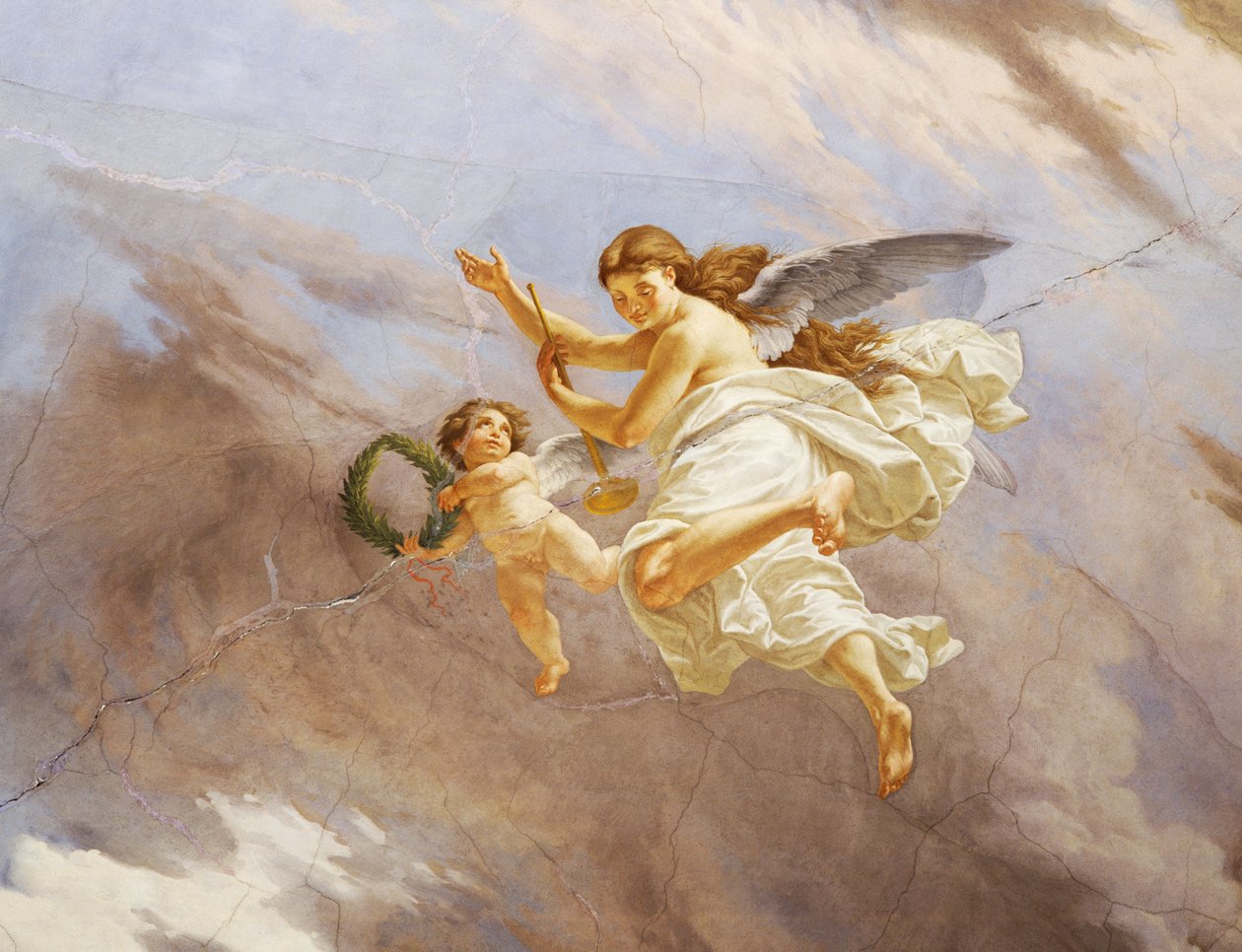 Detail z Alegorie Itálie, freska Cesare Mariani (1826-1901), strop, Síň většiny, Palazzo delle Finanze (Palác financí), Řím. Itálie od Cesare Mariani