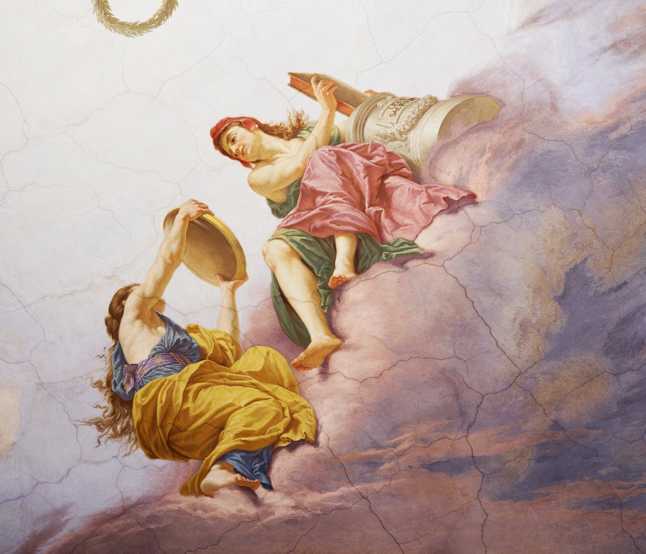 Detail z Alegorie Itálie, freska Cesare Mariani (1826-1901), strop, Síň většiny, Palazzo delle Finanze (Palác financí), Řím. Itálie od Cesare Mariani