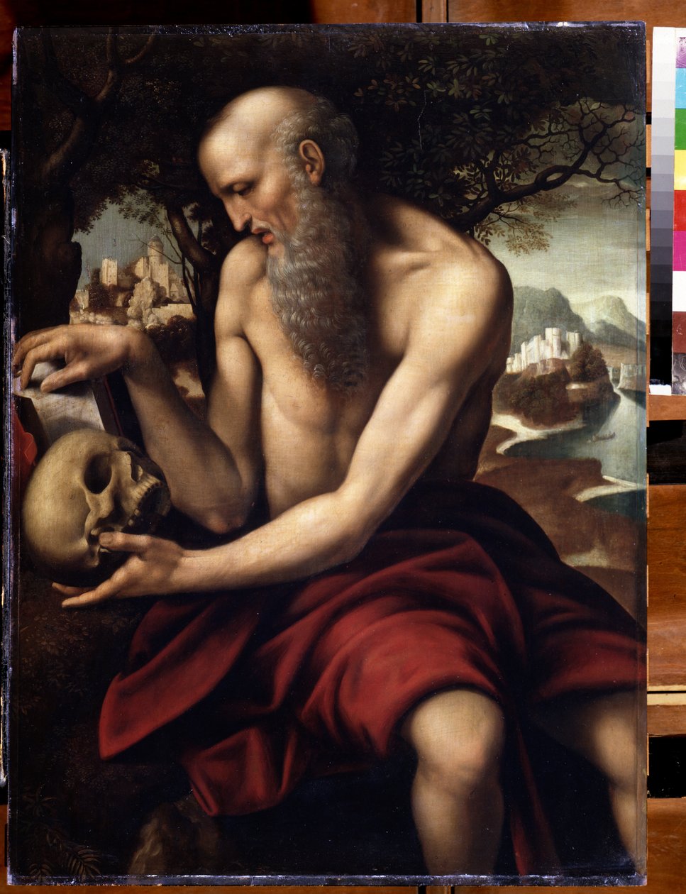 ""Reprezentace svatého Jeronýma"" (Vanite) Obraz Cesare da Sesto (1477-1523) Puškinovo muzeum 16. století, Moskva od Cesare da Sesto
