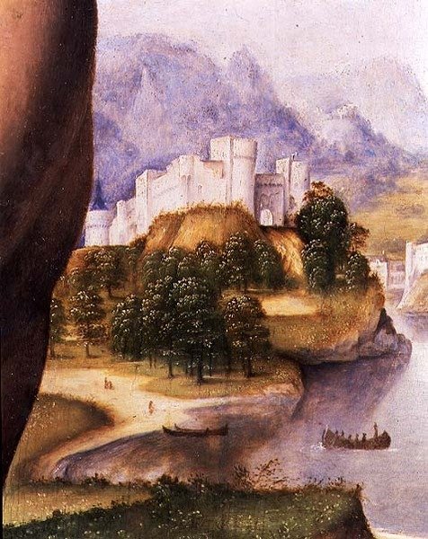 Svatý Jeroným, detail krajiny (olej na panelu) (detail 112517) od Cesare da Sesto