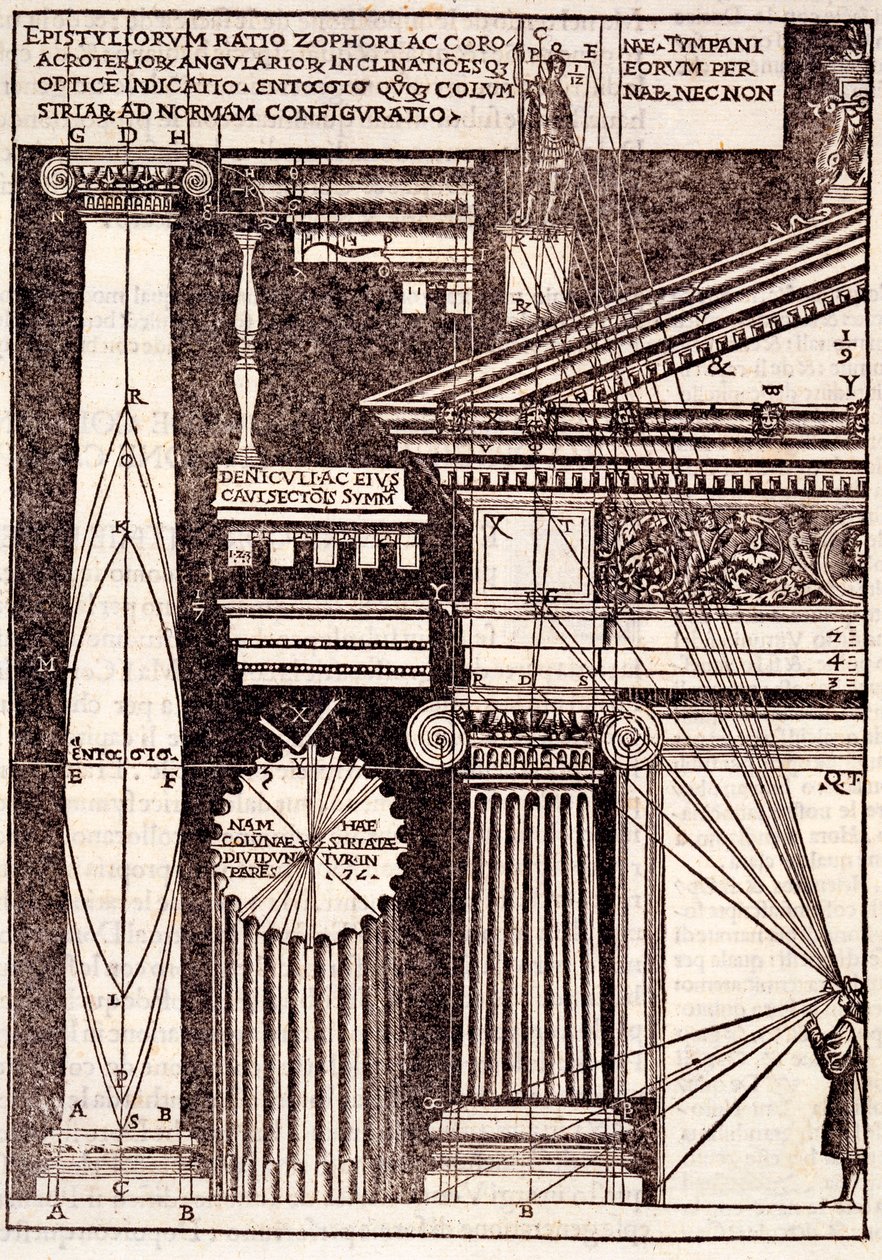 Příklady klasických proporcí, z knihy Di Lucio Vitruvio Pollione de architectura a libri dece, autor Gotardo de Ponte Como, 1521. od Cesare di Lorenzo Cesariano