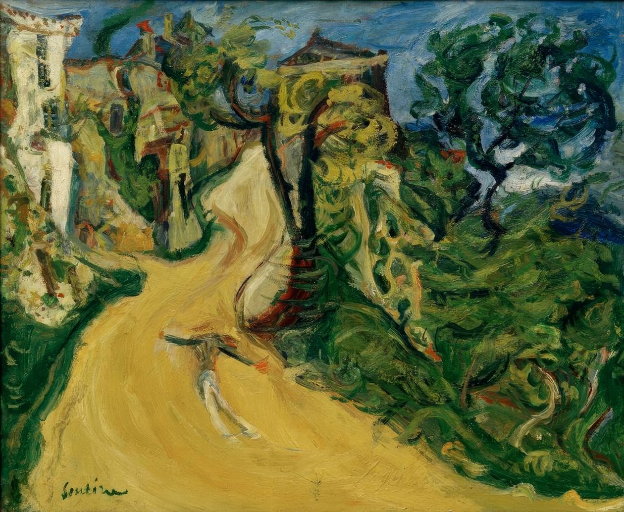 Ch.Soutine, modrá postava (ulice do kopce v Cagnes) od Chaim Soutine