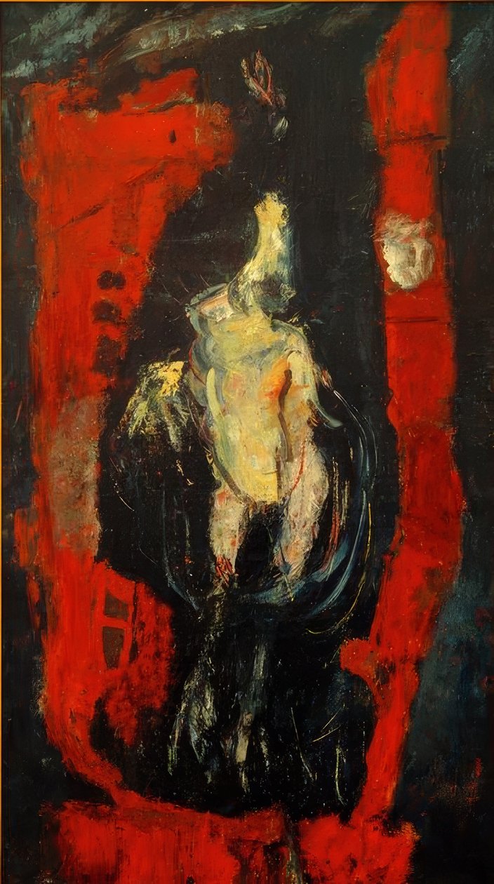 Ch. Soutine, drůbež, visící před červenou zdí od Chaim Soutine