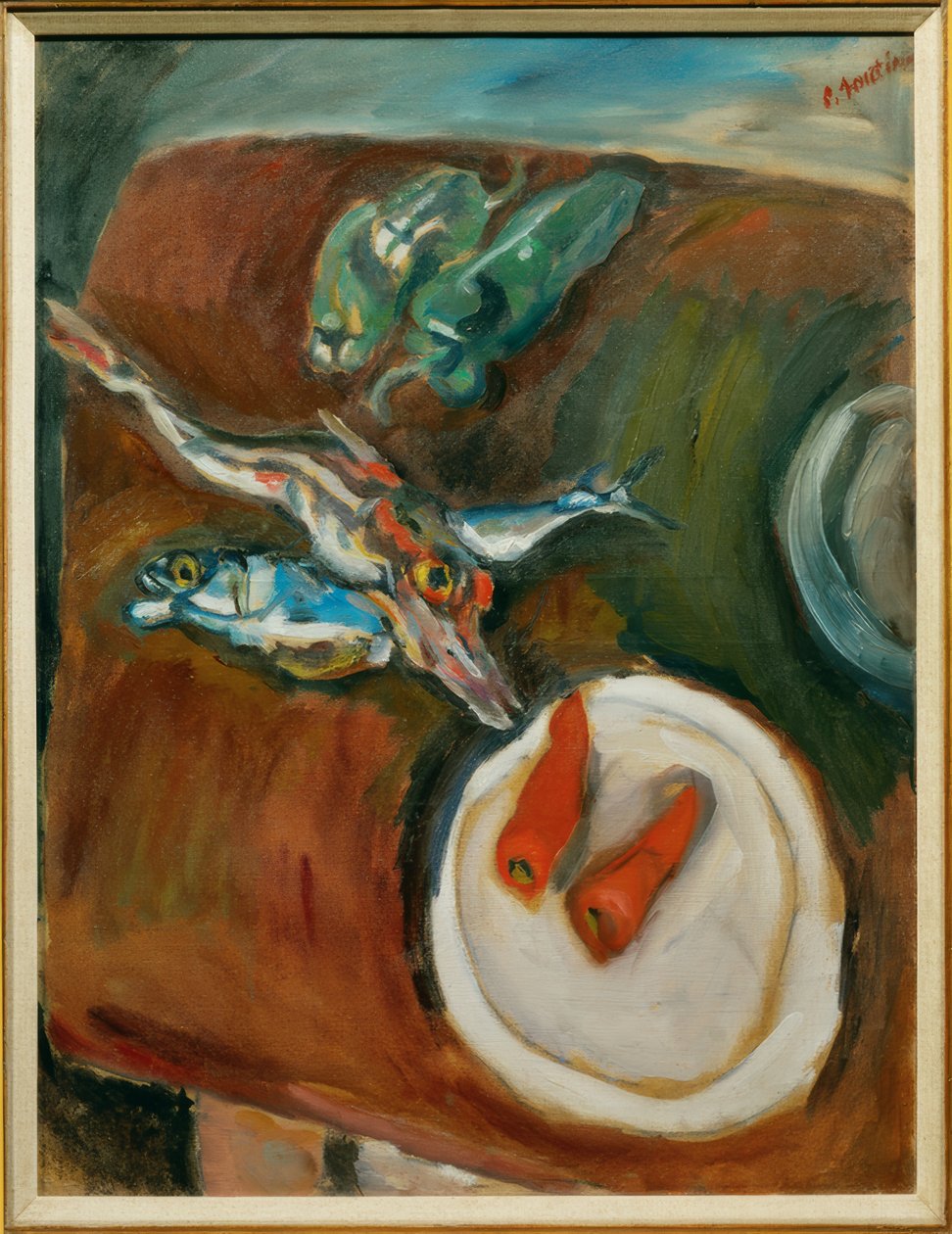 Zátiší s rybami, paprikou a mrkví od Chaim Soutine