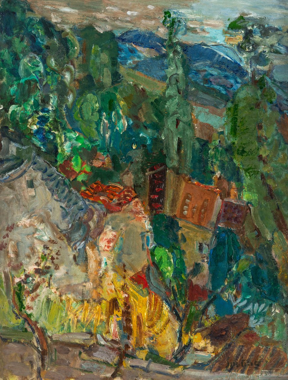 Městská krajina s cypřiši, jižní Francie, 20.–30. léta 20. století. od Chaim Soutine