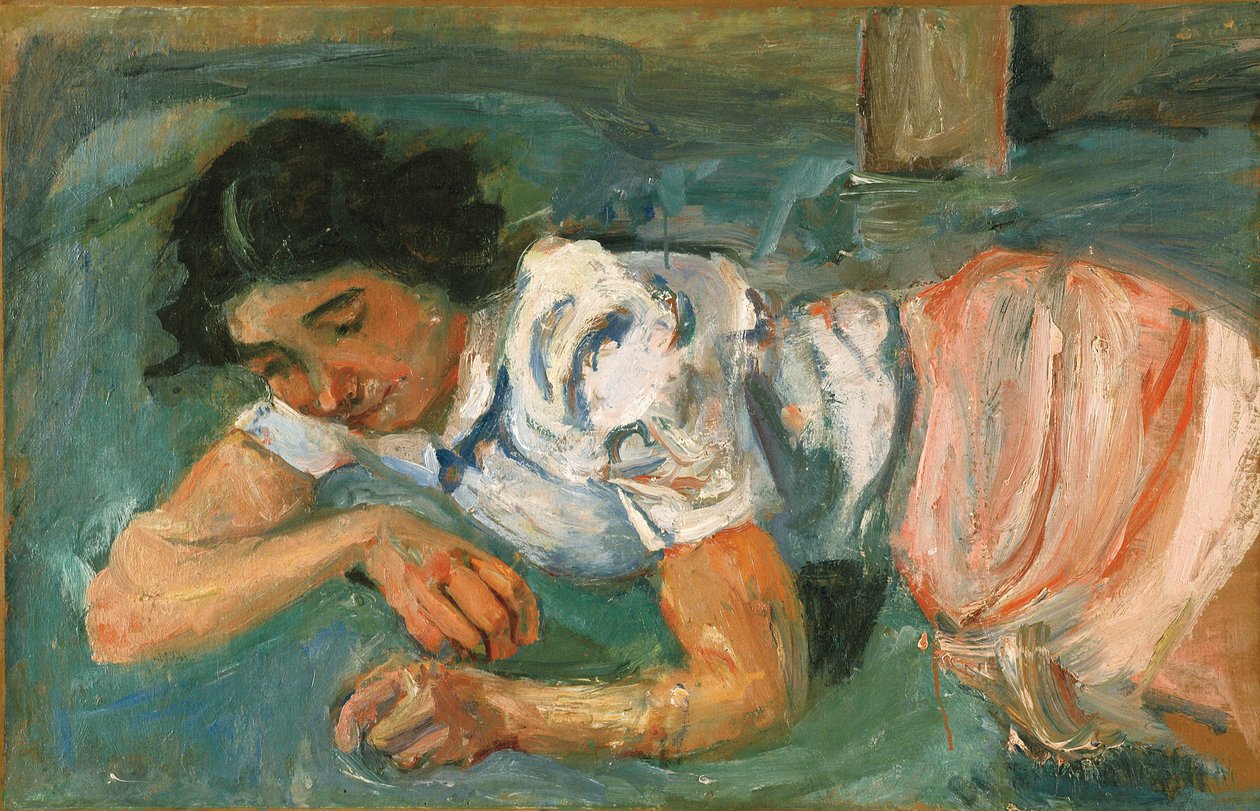Mladá žena ležící na trávě od Chaim Soutine
