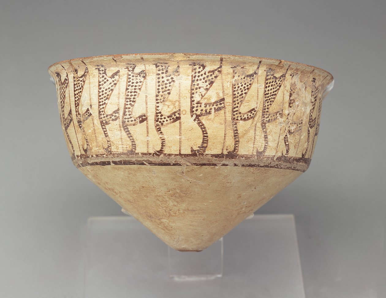 Kónická mísa s leopardím vzorem, 3500-3000 př.nl (žlutohnědá kamenina) od Chalcolithic