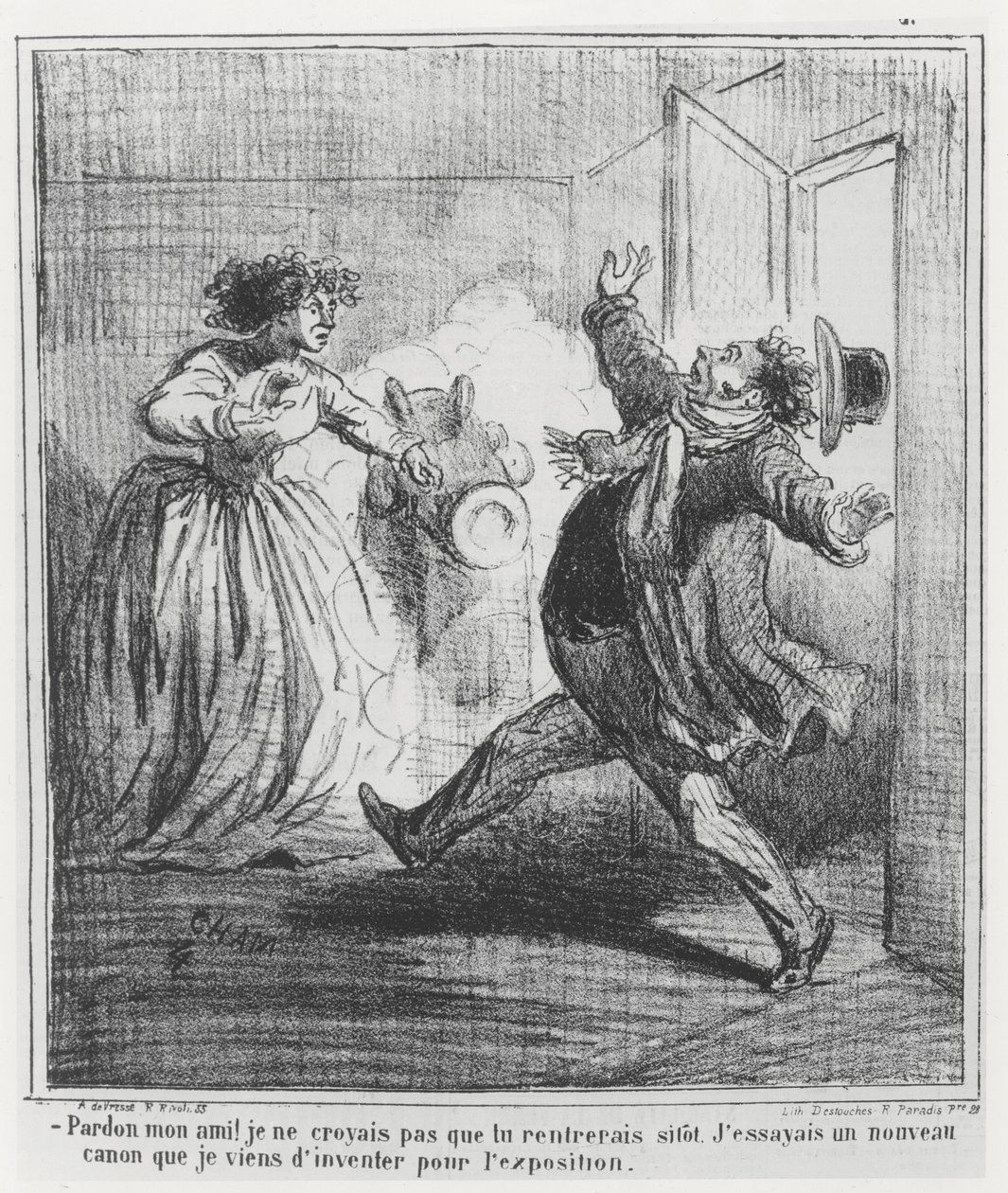 Karikatura výstavy Universelle v roce 1867 od Cham