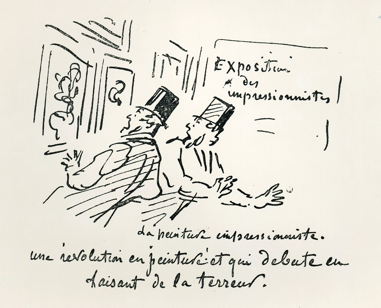 Karikatura první impresionistické výstavy v Paříži „Revoluce v malířství! A terorizující začátek“, 1874 od Cham