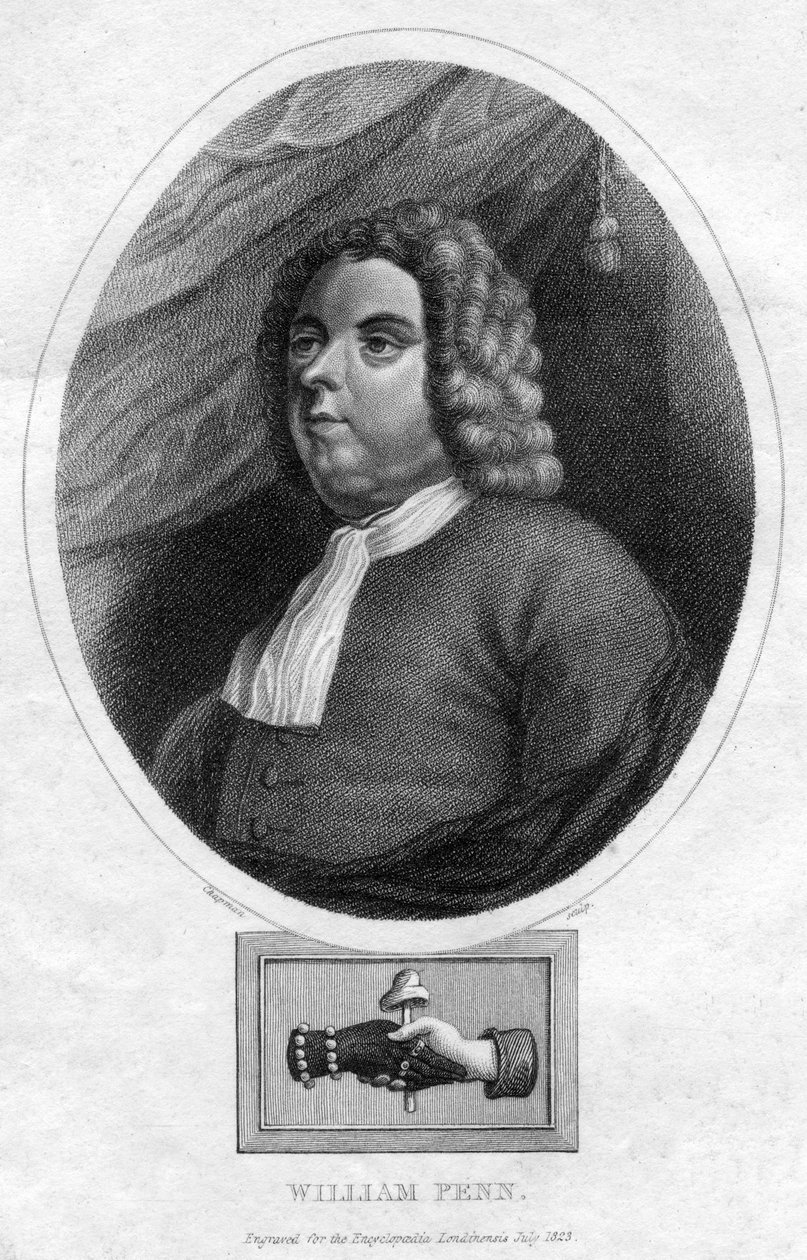 William Penn, založil provincii Pennsylvania, 1823 od Chapman and Co