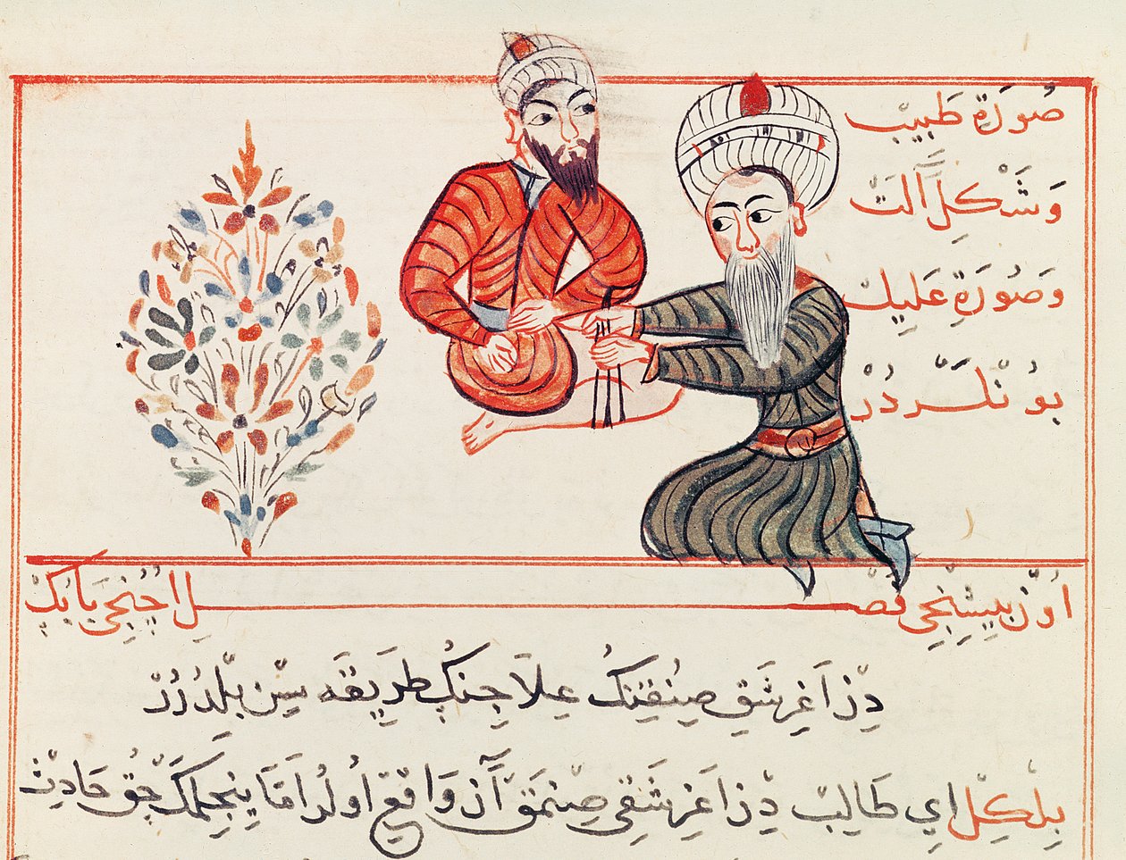 Ms Sup Turc 693 fol. 188 Redukce nebo nastavení zlomeniny stehenní kosti, 1466 od Charaf ed Din