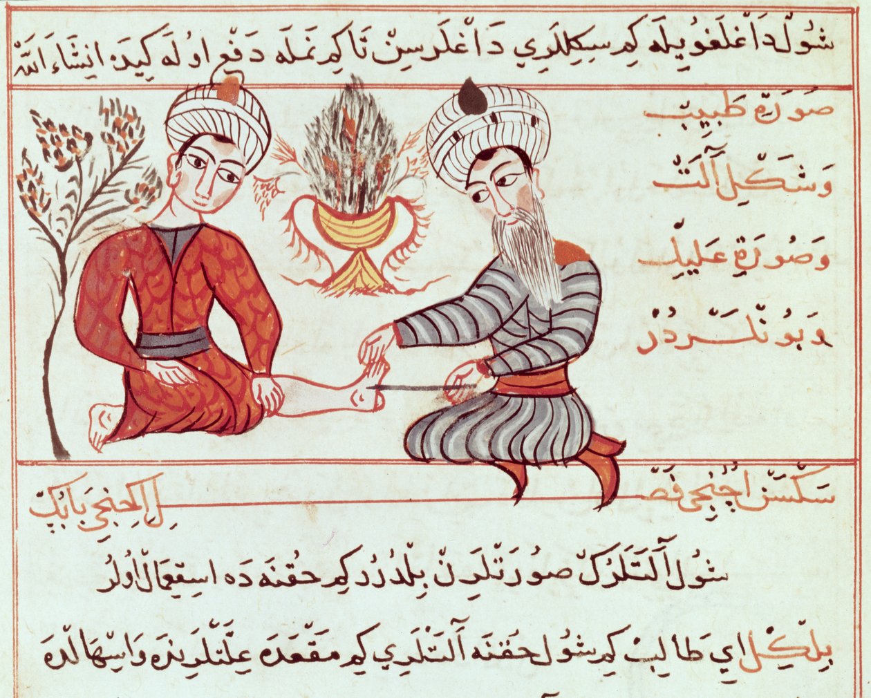 Ms Sup Turc 693 fol. 125 Léčba vředů a bradavic, 1466 od Charaf ed Din