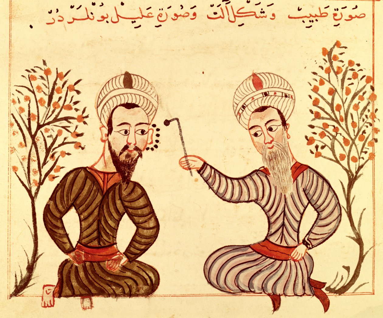 Paní Sup Turc 693 fol. 20 Kauterizace migrény, 1466 od Charaf ed Din