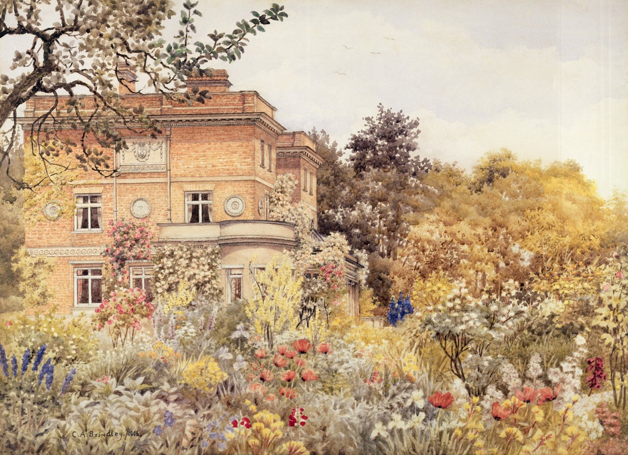 Kiftsgate Court, Gloucestershire, 1906 (čb na papíře) od Charles A. Brindley