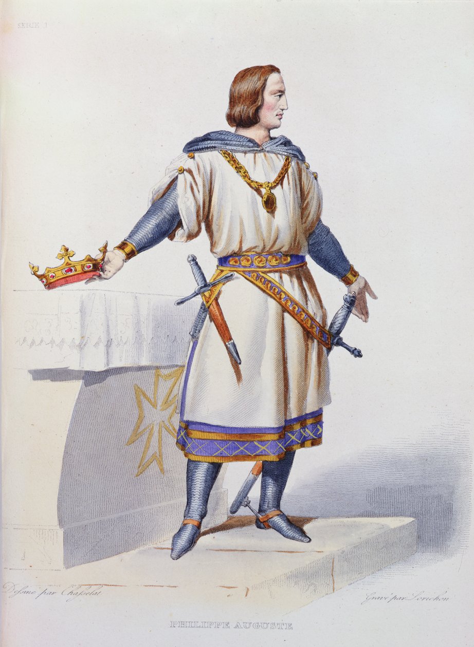 Portrét Filipa Augusta II. (1165-1223) francouzského krále, vyryl Constant Louis Lorichon, 1841 od Charles Abraham Chasselat