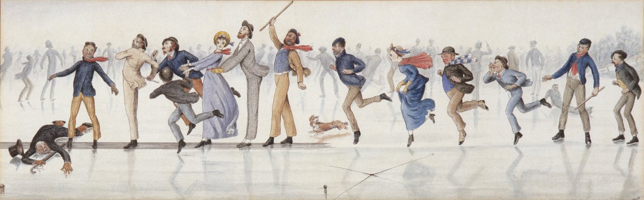 Zimní radovánky! Skluzavka na Duddingston Loch poblíž Edinburghu (wc na papíře) od Charles Altamont Doyle