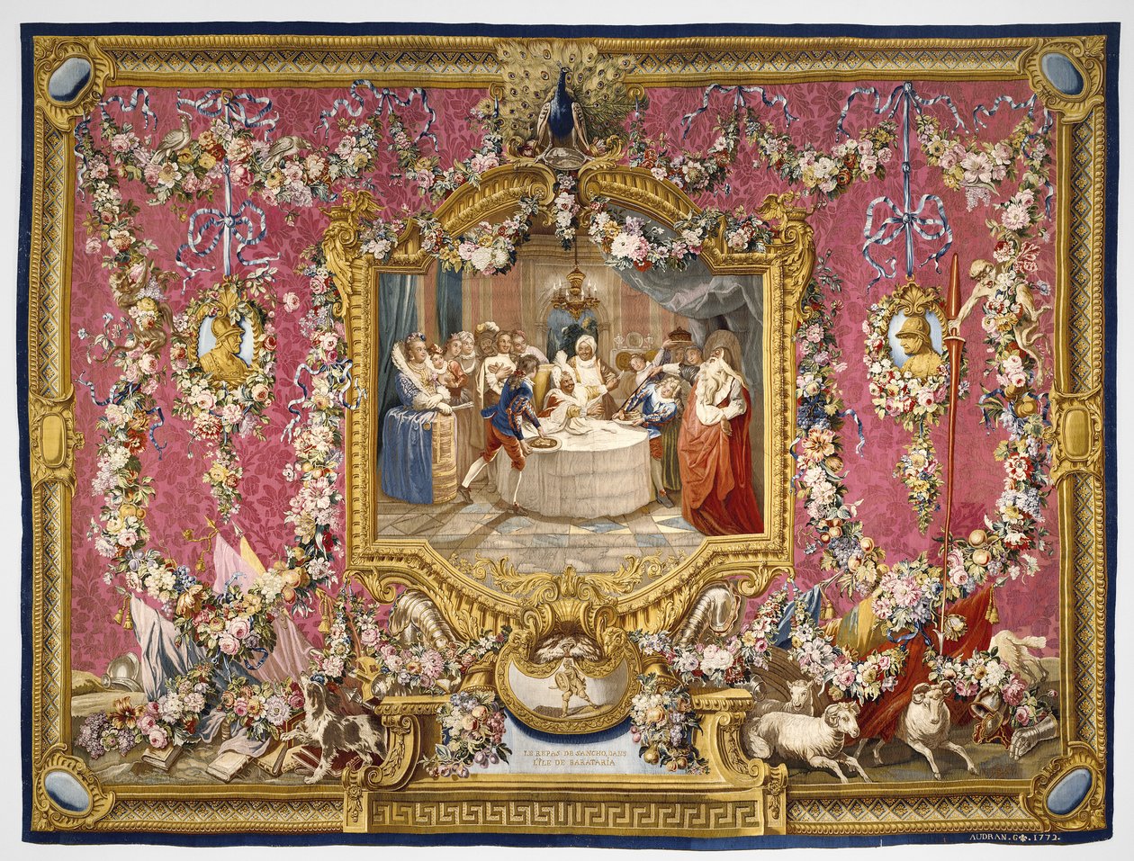 Sanchovo jídlo na ostrově Barataria, 1770-72 (hedvábí a vlna) od Charles Antoine Coypel
