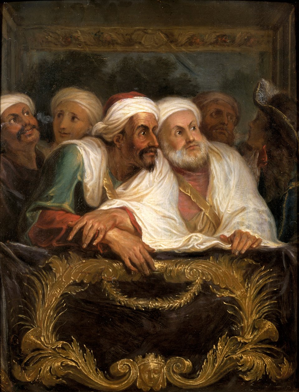 Marocký velvyslanec a jeho doprovod na italské komedii v Paříži v únoru 1682, kolem roku 1682 od Charles Antoine Coypel