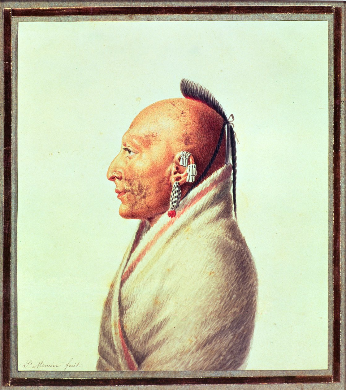 Indiánský náčelník Malých Osages, kolem roku 1807 od Charles Balthazar Julien Févret de Saint Mémin