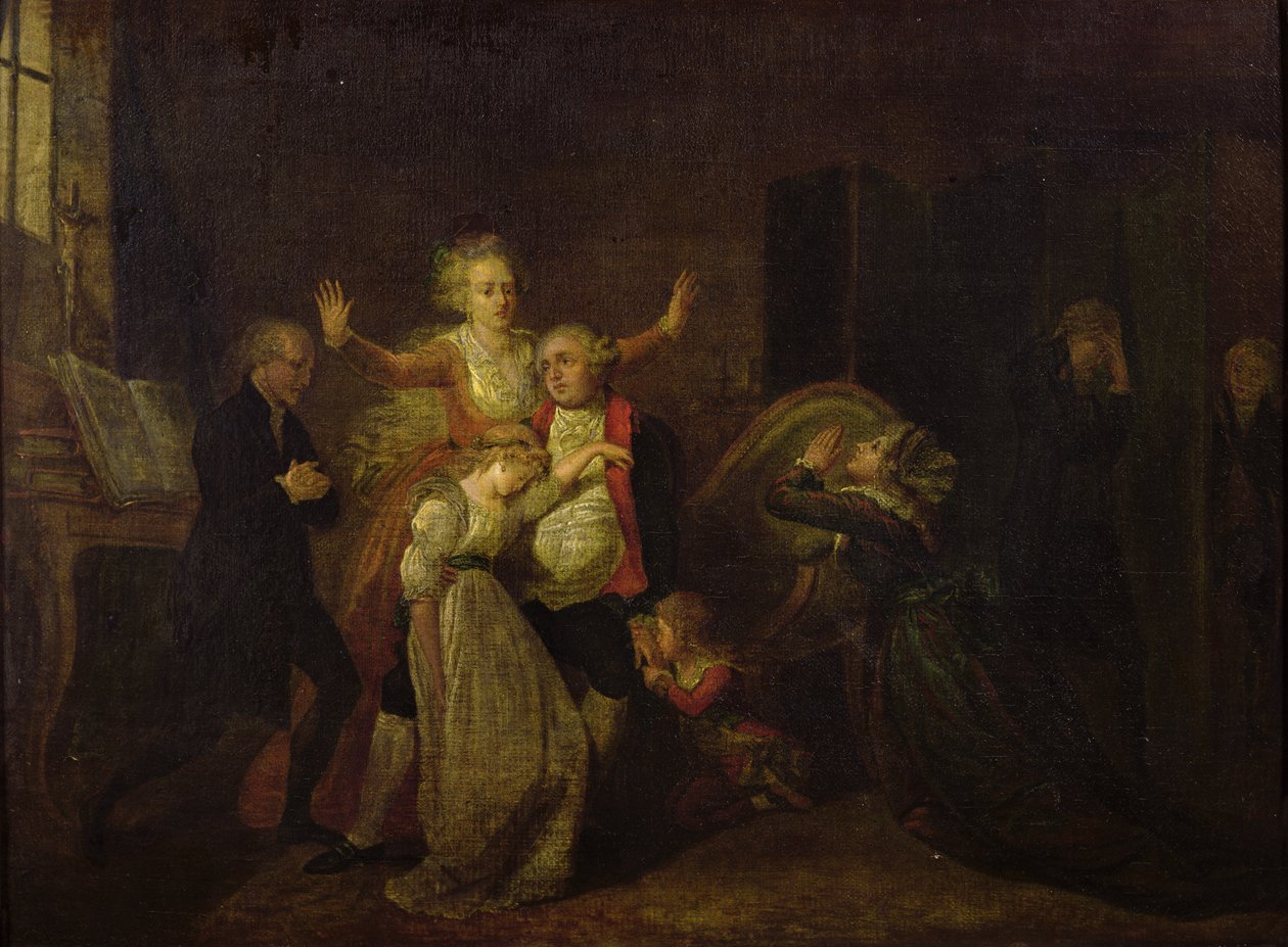 Ludvík XVI. (1754-93) loučení se svou rodinou v chrámu, 20. ledna 1793 od Charles Benazech