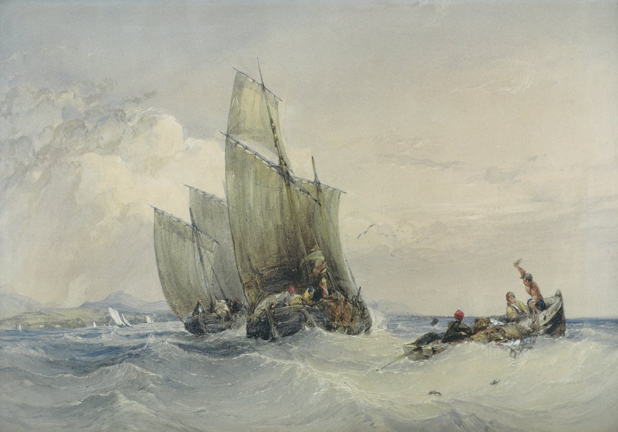 Rybářské lodě, 19. století od Charles Bentley
