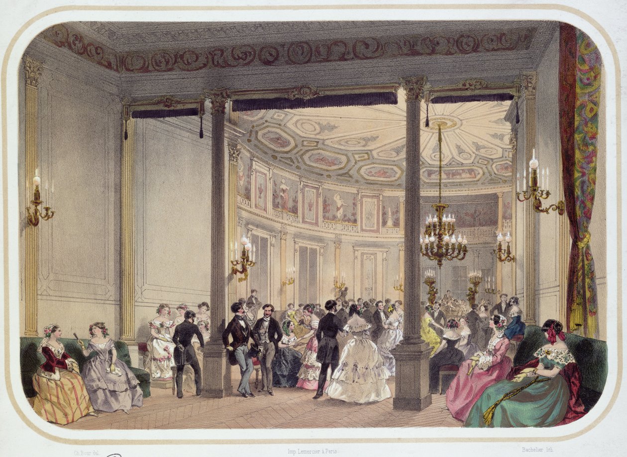 Salon a rotunda zřízení, Vichy, vyryl Bachelier, polovina 19. století od Charles Bour