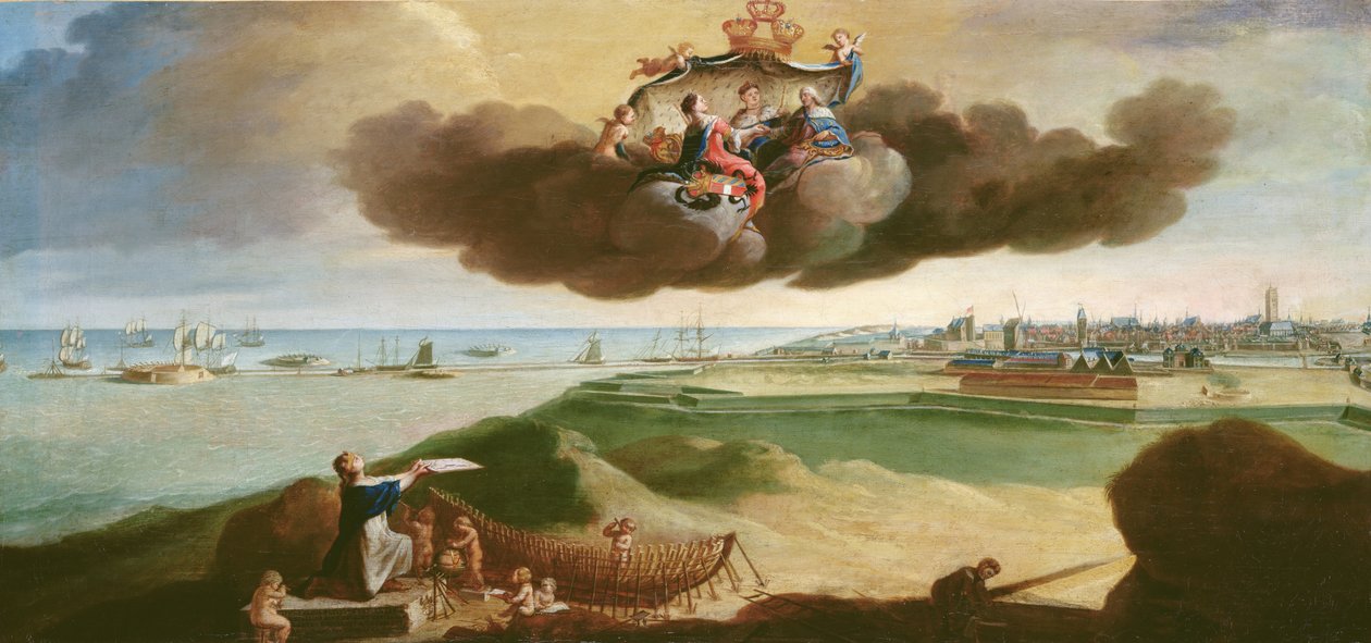 Město Dunkerque představuje plán na jeho renovaci Ludvíku XV (1710-74) 1758 od Charles Carlier