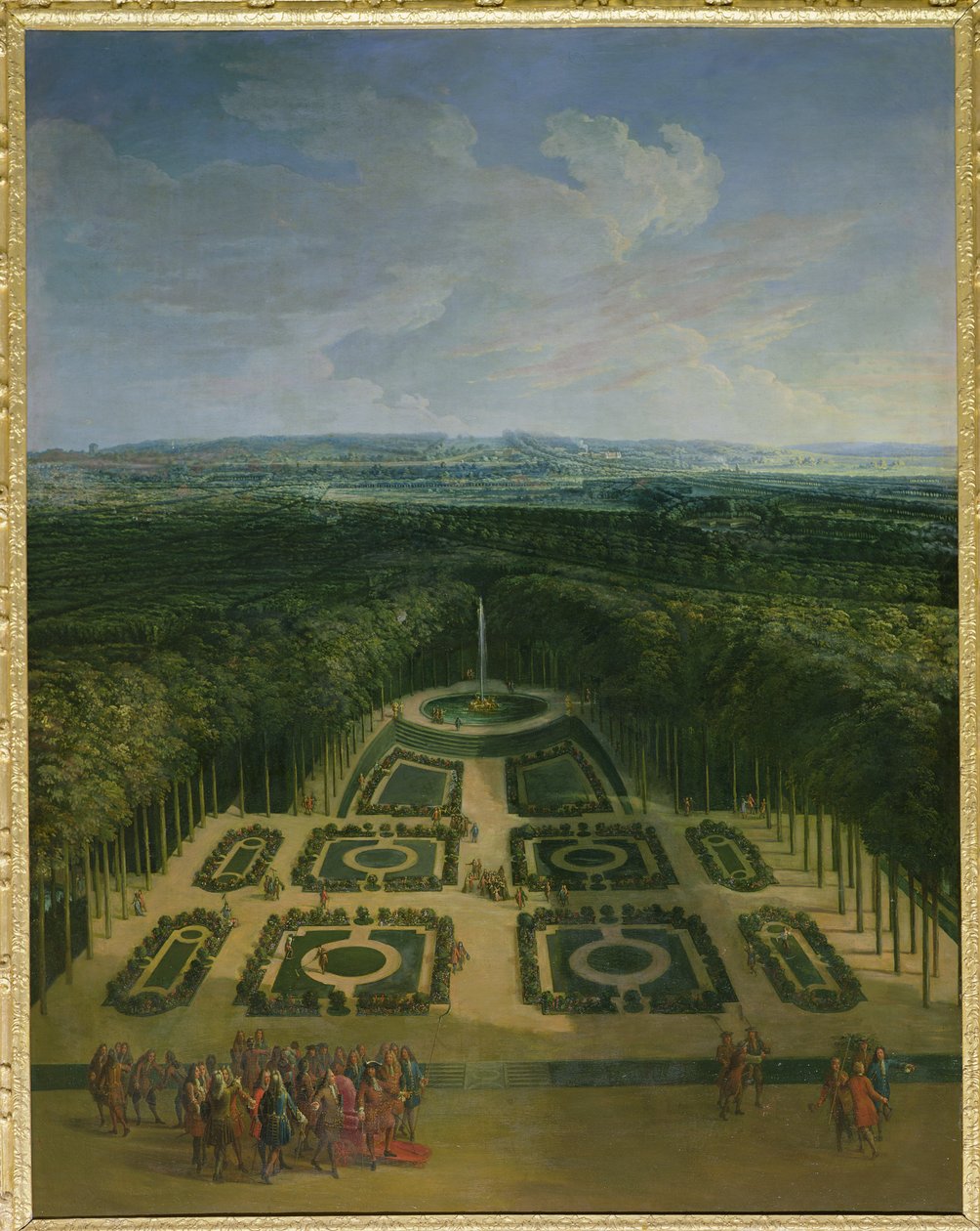 Promenáda Ludvíka XIV. (1638-1715) v zahradách Velkého Trianonu, 1713 od Charles Chastelain