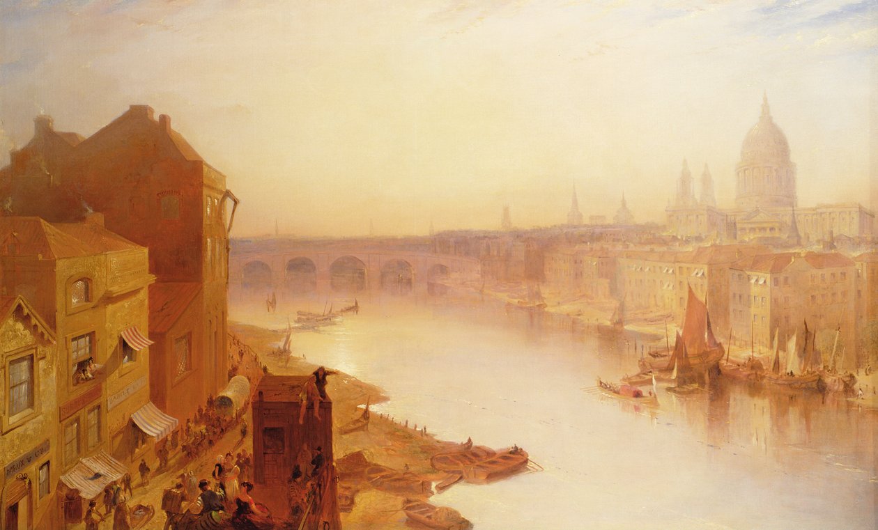 Katedrála svatého Pavla: Od mostu Southwark, 19. století od Charles Claude Pyne