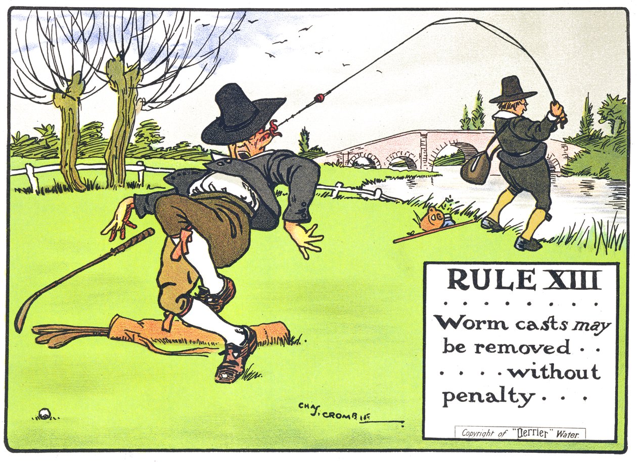 Pravidlo XIII: z "Pravidel golfu", vydaných kolem roku 1905. od Charles Crombie