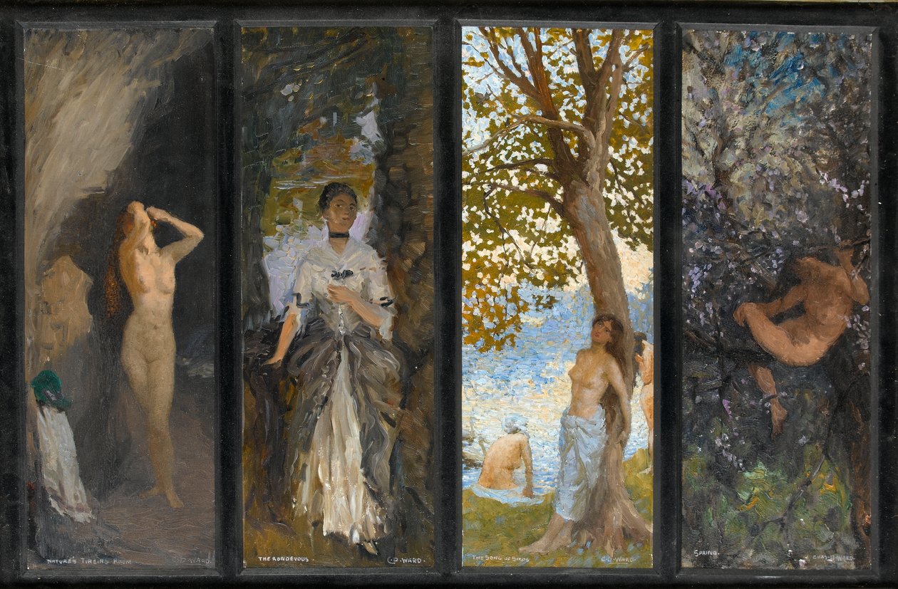 Čtyři studie: Ptačí zpěv, Jaro, Randezvous, Natures Tiring Room od Charles Daniel Ward