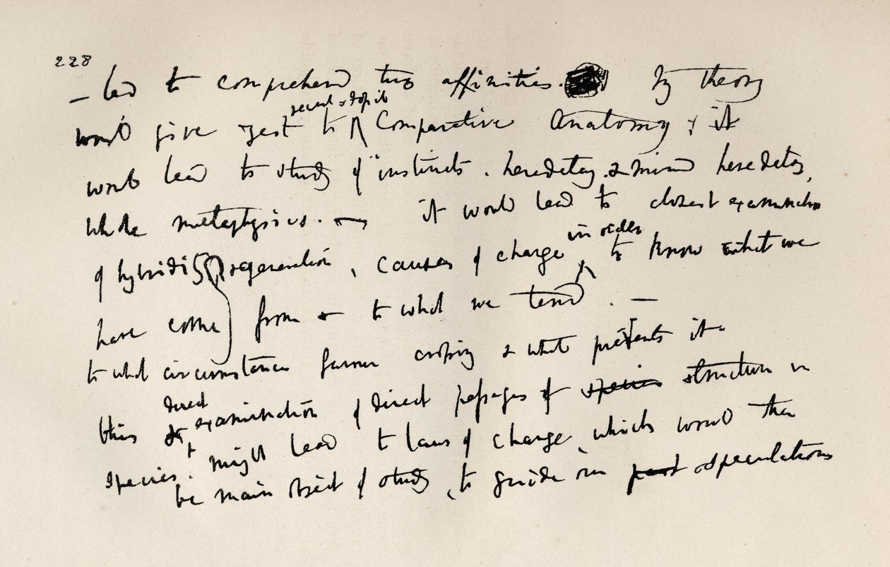 Stránka z Darwinova zápisníku z roku 1837, z „Život a dopisy Charlese Darwina“, svazek II, publikovaný v roce 1887 od Charles Darwin