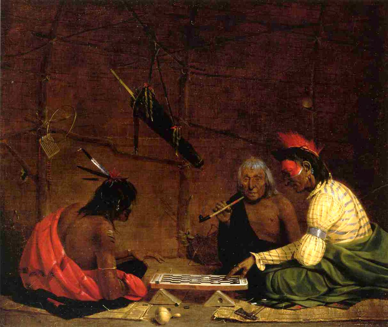 Indiáni z Winnebago hrají dámu, 1842 od Charles Deas