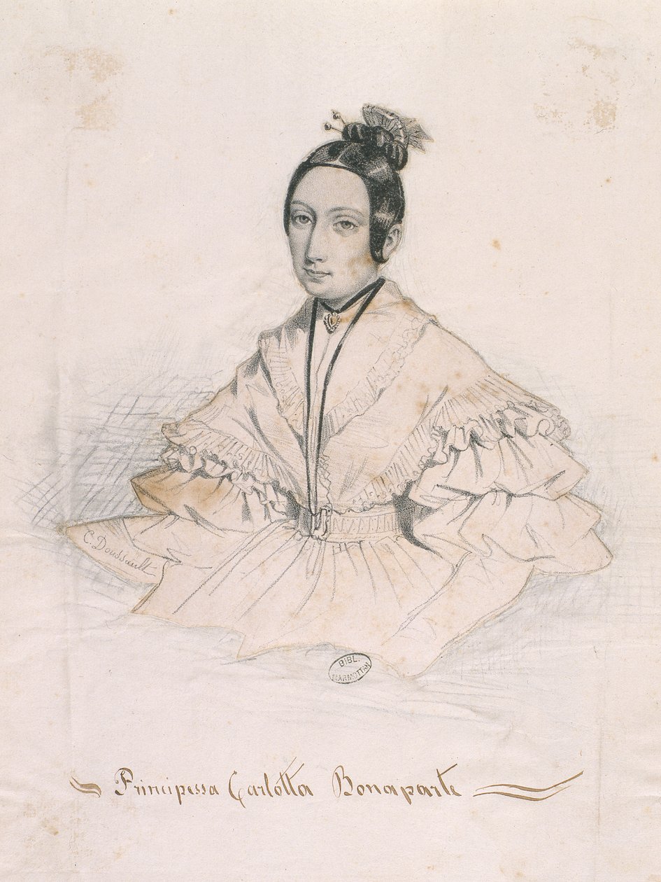 Princezna Charlotte Bonaparte (barevná rytina) od Charles Doussault