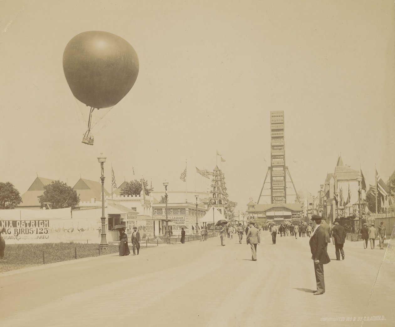 Zajatý balón a ruské kolo, Světová kolumbijská expozice, Chicago od Charles Dudley Arnold
