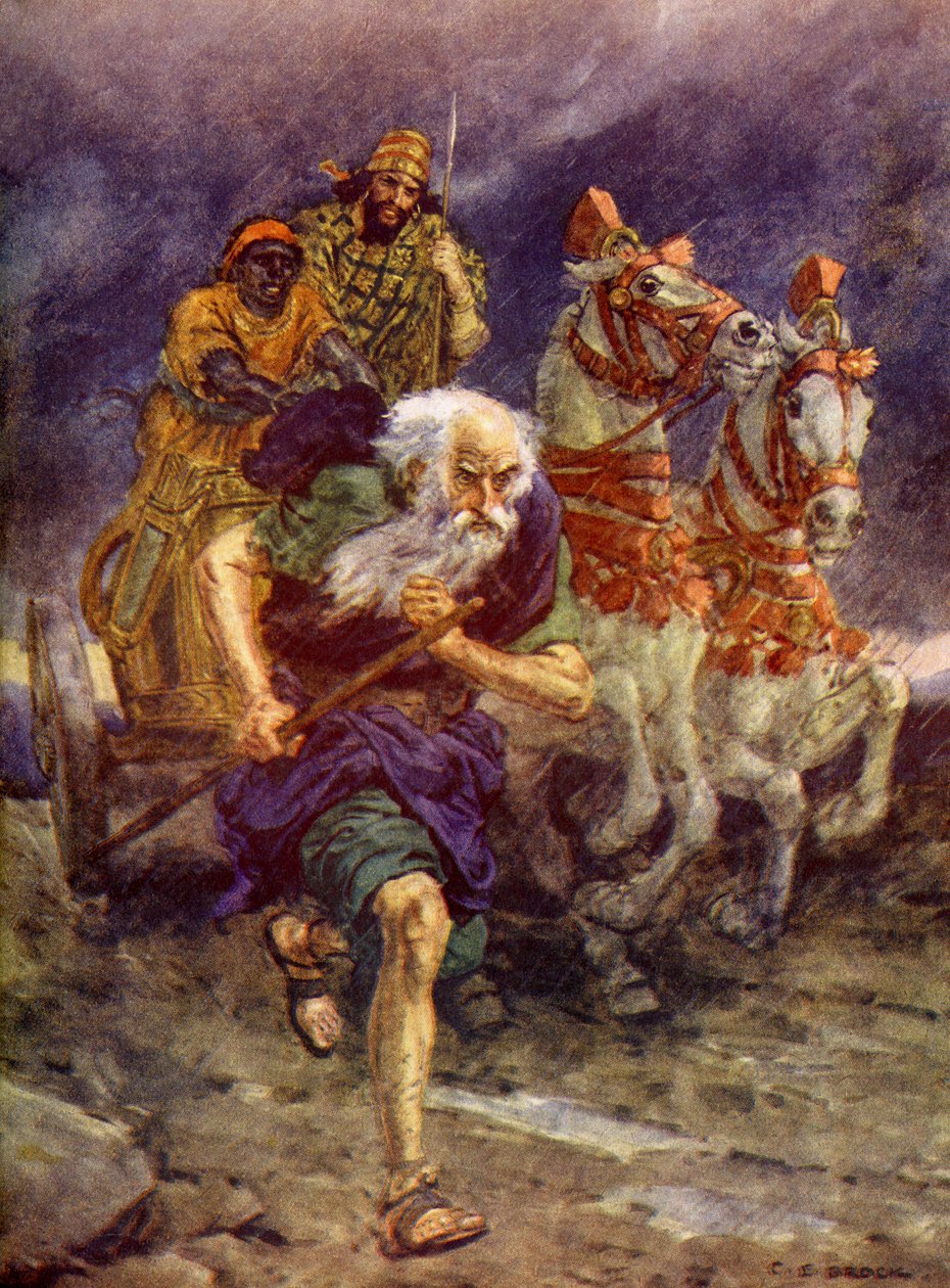 Eliáš běžel před vozem. od Charles Edmund Brock