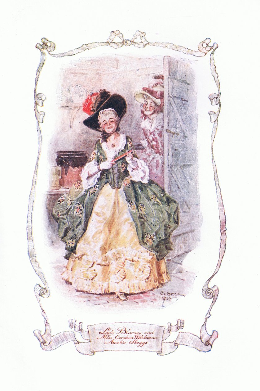 Lady Blarney a slečna Carolina Wilhelmina a Amelia Skeggs, z The Vicar of Wakefield vydané nakladatelstvím J M Dent & Son Ltd, 20. léta od Charles Edmund Brock