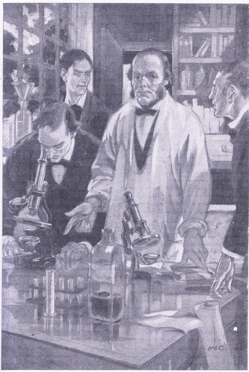 Lord Lister, který zahnal bolest z chirurgických operací a vysvětlil své myšlenky svým studentům (litho) od Charles Edmund Brock