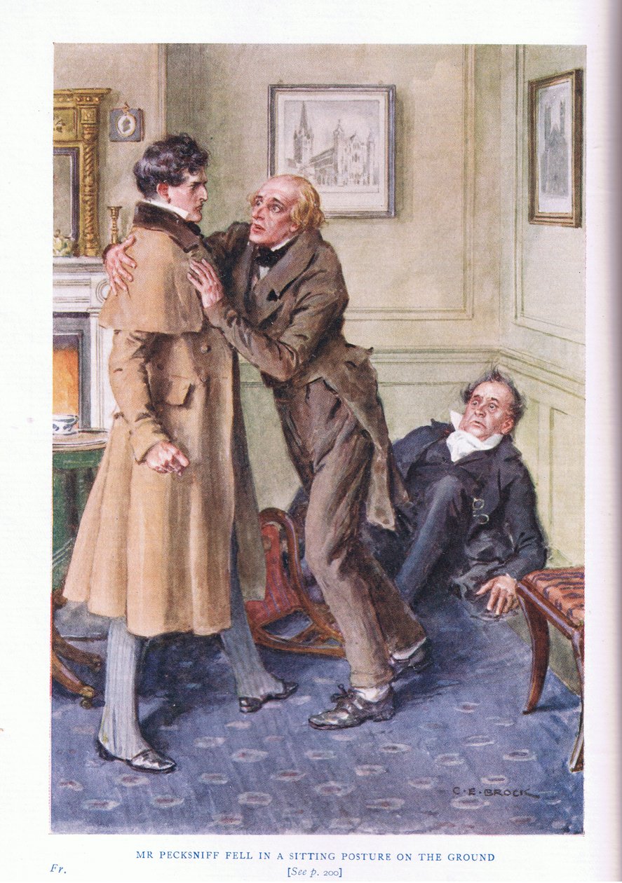 Pan Pecksniff spadl v sedě na zem od Charles Edmund Brock