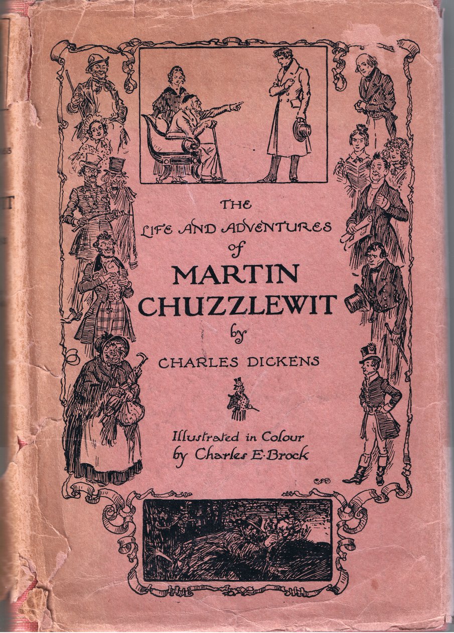 Život a dobrodružství Martina Chuzzlewita od Charlese Dickense, přední strana obálky od Charles Edmund Brock
