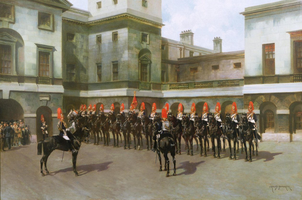 The Blues and Royals, Guard Mounting Parade, Whitehall od Charles Edouard Armand Dumaresq