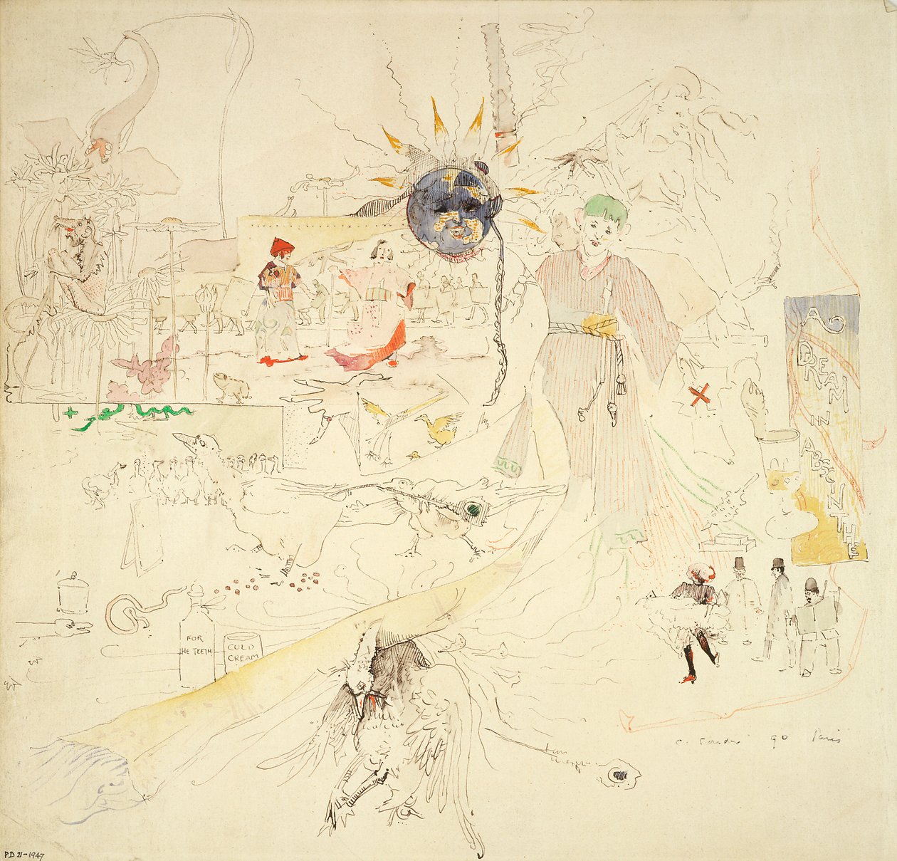 Sen v absinthu, 1890 (pero a inkoust s wc na papíře) od Charles Edward Conder