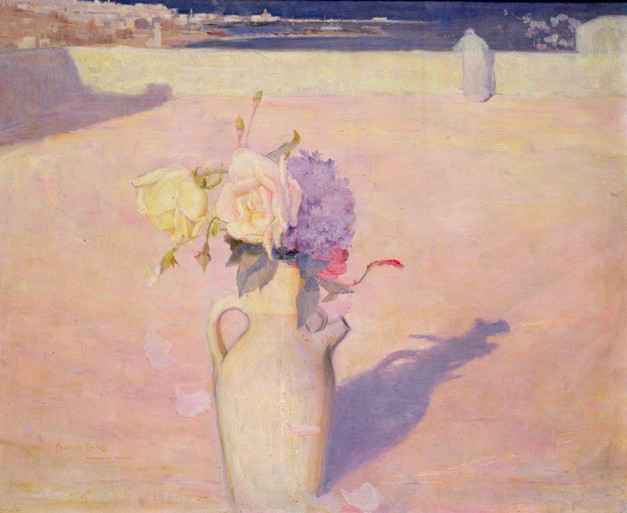 Květiny ve váze na pozadí Mustafy, Alžír, 1891 od Charles Edward Conder